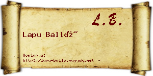 Lapu Balló névjegykártya